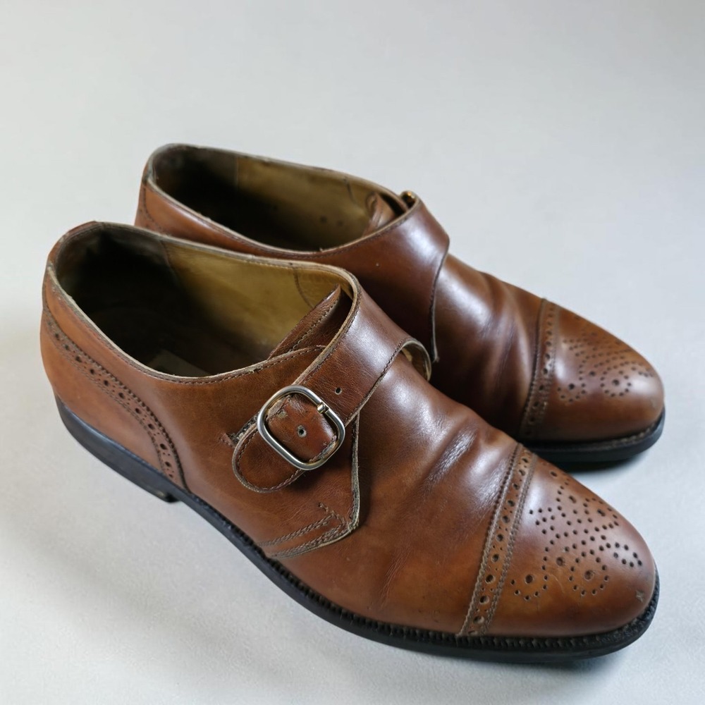 Vintage Bruno Magli Made In Italy Monk Strap Dress Shoes Mens 8 W Handmade.